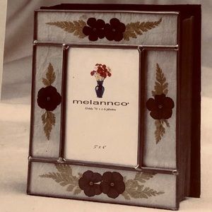 Melannco Photo Album Vintage Blue Floral Pressed Flower Design